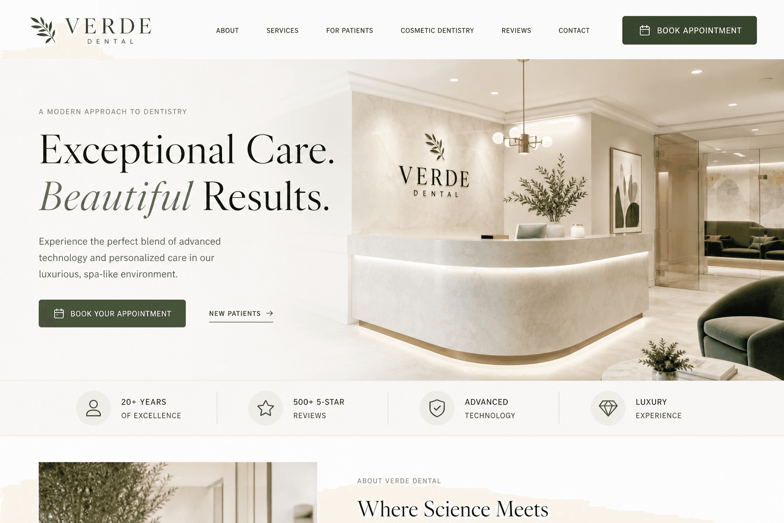 Premium dental practice website design